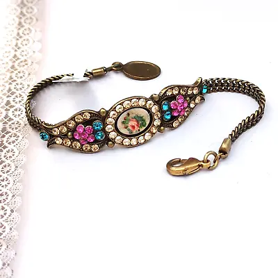 Michal Negrin Bracelet Cabochon Rose Victorian Revival & Swarovski Crystals Gift • $78.40