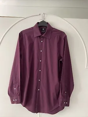 Men’s Calvin Klein Medium Shirt  Burgundy & Black Check Long Sleeved • £6.99