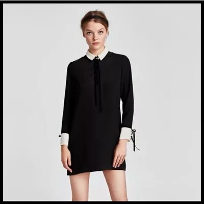 Zara Woman Contrast Collar Dress -Sz. Large • $40