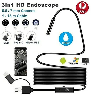 5.5/7mm USB HD Endoscope Borescope Inspection Tube Camera Waterproof Android PC • $11.13