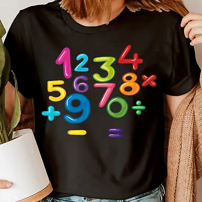 Numbers Day Maths Symbols Teacher School Funny Novelty Womens T-Shirts Top #DNE • £9.99