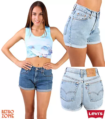 Levis High Waisted Shorts Cut Off Turned Up Women Vintage Size 6 8 10 12 14 16 • £14.95