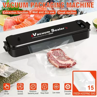 $17.99 • Buy Vacuum Sealer Machine Food Preservation Storage Saver Automatic With 15 Seal Bag