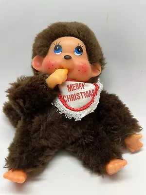 Plush THUMBKEY Monchhichi Monkey Stuffed Doll W/Merry Xmas Bib 7  Russ • $15