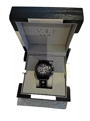 Men VIP Time Magnum Collection Black Chrono Italian Design 200m Diver Watch • £170