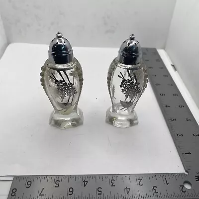 Vintage Silver City Crystal Salt And Pepper Shakers  Forest Pattern 49C-1035X • $15