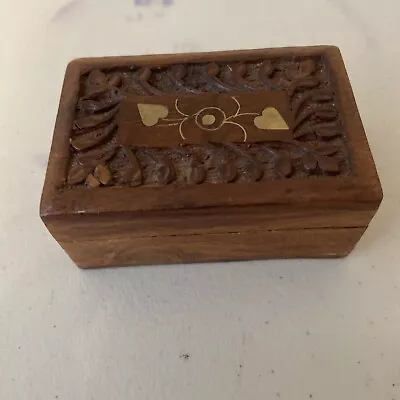 Vintage Hand Made Wooden Jewelry Trinket Box • $10