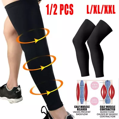 2PC Calf Leg Support Varicose Veins Thigh Long Compression Sleeve Socks Stocking • $7.99