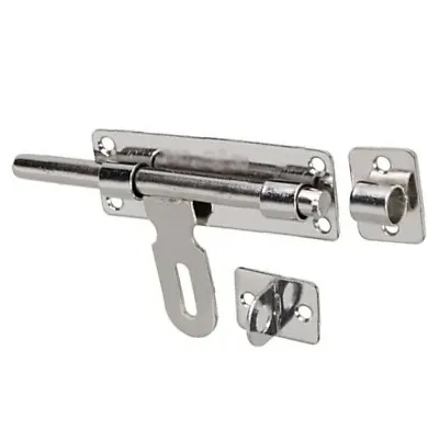 Stainless Steel Padlock Sliding Barrel Bolt Door Lock Handle Clasp & Screws DIY • £4.99