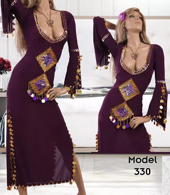 Egyptian Belly Dance Dress Saidi CostumeBaladi Galabeya Purple Sexy Lingerie • £24.76