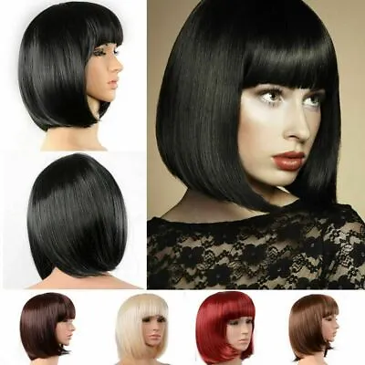 Lady Girl Bob Wig Women's Short Straight Bangs Full Hair Wigs Cosplay Party • $6.98