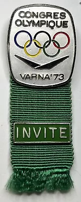 '73 Varna IOC Session Badge ~ Silver ~ 1973 Olympic Pin ~ By Bertoni ~ Invite • $50