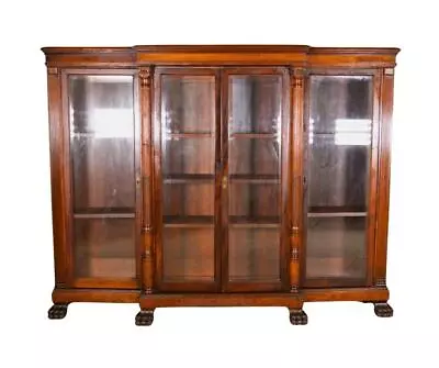 Antique Mahogany Four Door Breakfront Bookcase #17562 • $1850