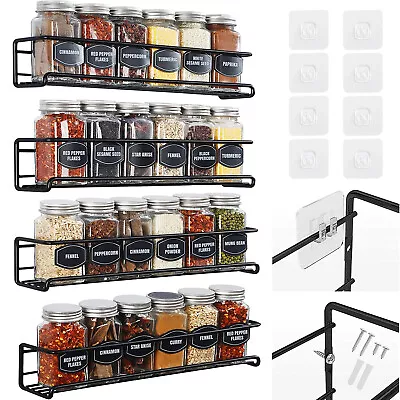 4 Packs Kitchen Spice Rack Organizer Storage Shelf Cabinet Jar Holder Wall Mount • $15.99
