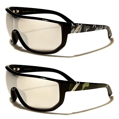 Oversized Biohazard Shield Camouflage Mens Womens Sunglasses Mirrored Lenses • $18.67