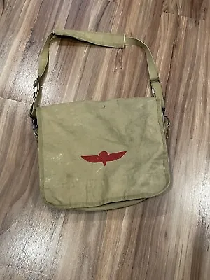 Vintage 80s Banana Republic Safari Messenger Bag Cotton Beige Multiple Pockets • $49.99