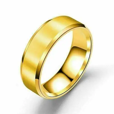 8mm Titanium Steel Rings For Men Wedding Ring Cool Simple Band Engagement Gift • £1.99