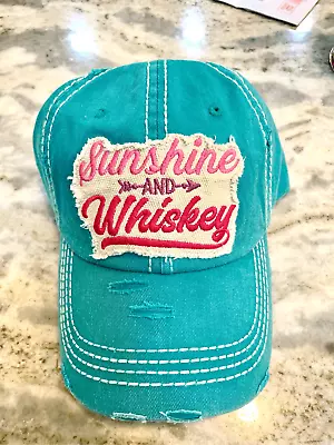 Turquoise Baseball Cap Sunshine And Whiskey Monogrammed #hat #distressed • $24