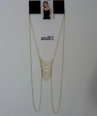 £3.99 • Buy Body Jewellery Gold Belly Waist, Bikini Beach Harness Slave Necklace Chain Party