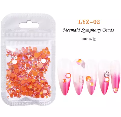 300Pcs Mermaid Symphony Beads Nail Art Case Décor Charms Rhinestone Flatback DIY • $3.95