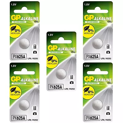 5 X GP PX625A Alkaline Button Cell Batteries 1.5V - 625A LR9 V625U L1560 EPX625G • £6.12