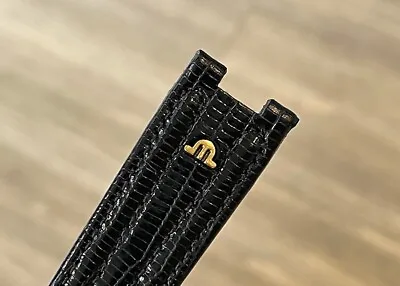 Maurice Lacroix Black Lizard Notched Watch Strap Golden Logo Tang Buckle 20mm • $225