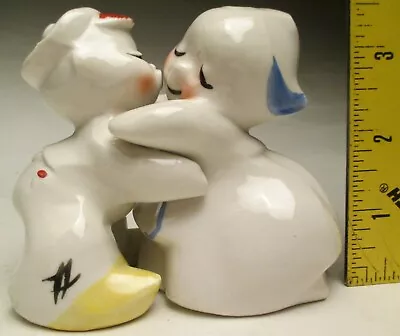 Vintage Marked Van Tellingen Dutch Girl Hugging Sailor Porcelain Shakers • $22.49