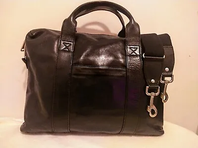 Jack Spade Black Leather Briefcase Laptop Bag.  Terrific Condition. • $79