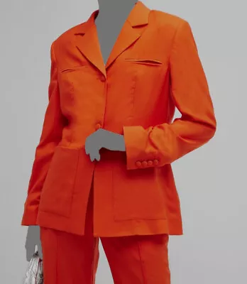 $695 ARIAS New York Women's Orange Single-Breasted Safari Jacket Size 12 • $380.88