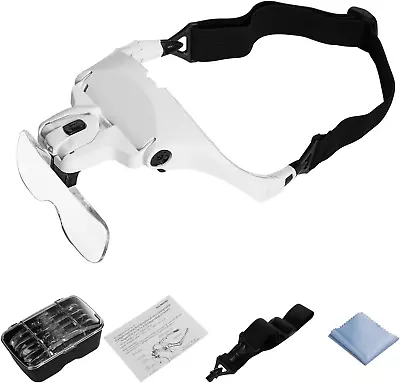 Led Headband Magnifier Hands-free Reading Jewelry Watch Repair Sewing. 5 Repl... • $26.13