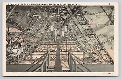 Postcard U.S.S. Shenandoah Interior Airship Dirigible Zeppelin Lakehurst NJ WB • $52.50