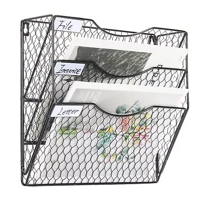 Hanging Wall File Holder Office Wall Organizer Mail Sorter Metal Chicken Wire... • $33.74