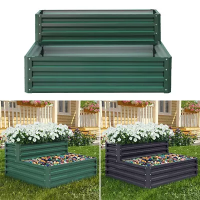 120cm Garden 2 Tiers Raised Bed Vegetable Herbs Planter Flower Trough Grow Box • £39.95