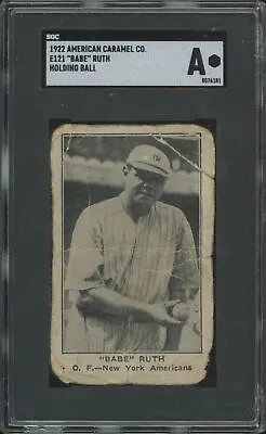 1922 E121 Babe Ruth Poor Holding Ball Stamp American Caramel 120 Sgc A Yankees • $7200