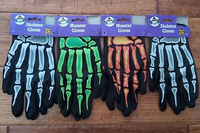 4 Pairs Of Skeleton Gloves Monster Gloves One Size New • $6