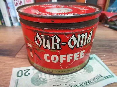 Our-oma Coffee Can  With Lid Store Tin 1 Lb Vintage  • £47.50