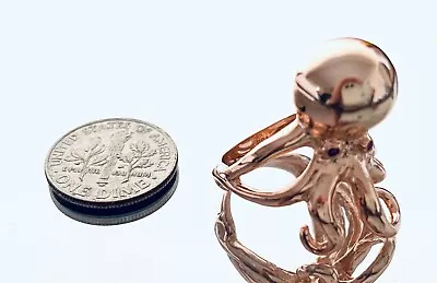 R7637 Cute Octopus Sterling Silver W/Rose Gold Ring • $28