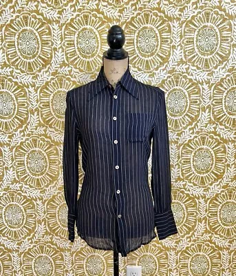 NWT Jean Paul Gaultier Classique Vintage Rare Pinstripe Semi-Sheer Shirt Size 6 • $320