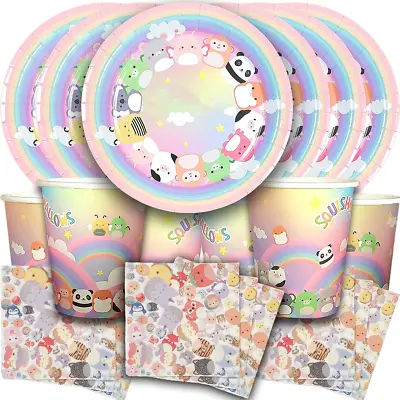 SQUISHMALLOWS  CUPCAKE BALLOON CUP PLATE Birthday Party Decoration Theme Idea • $2.99
