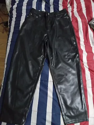 H&M Brand Divided:vegan Leather Jean Pants 5 Pockets Black US Size 8 B10 • $24.99