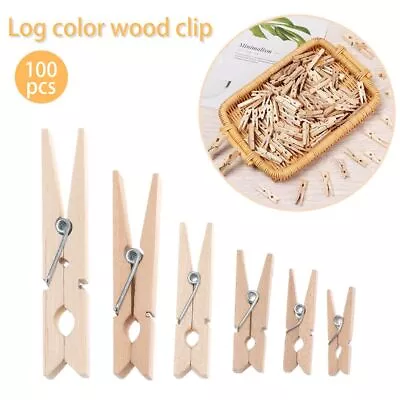 Airer Dry Line Clothes Pegs Pine Wooden Clothespin Photo Paper Pegs Wood Clips • $11.74