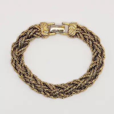 Vintage Monet Bracelet Gold Tone Rope Classic Braided Twisted Woven • $16.99