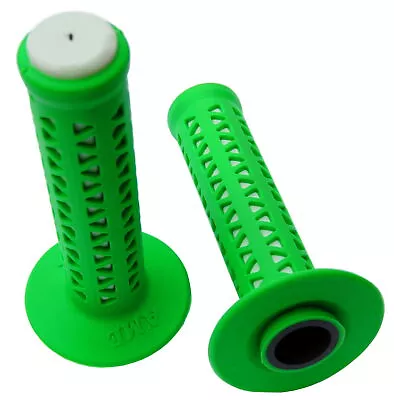 AME Old School BMX Unitron Bicycle Grips - GREEN Over WHITE • $36.99