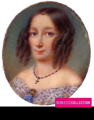 ANTIQUE 1830s ENGLISH MINIATURE HAND PAINTED GOUACHE WOMAN PORTRAIT • £213.79