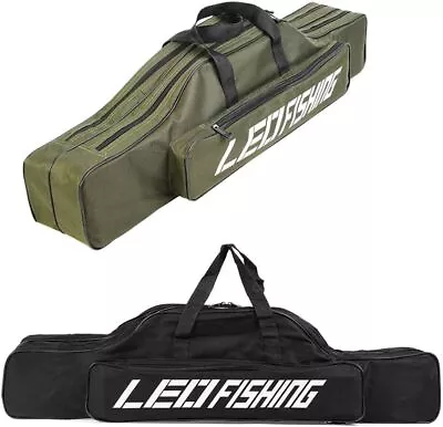 Portable Double-Layer Fishing Rod Bag Fishing Reel Tackle Carrier Storage Case • $23.99