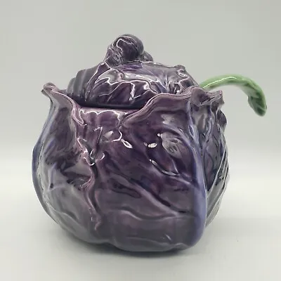 Majolica Glaze Purple Cabbage Soup Tureen W/Ladle 8.5  X 8  • $299.99