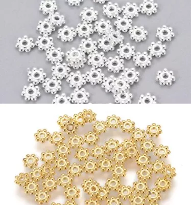 100 Flower Daisy Spacer Beads 4x1.5mm Snowflake Spacer Beads Jewellery Making  • £2.59