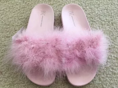 Women's NWOT INC International Concepts Faux-Fur Marabou Slide Slippers • $18.99