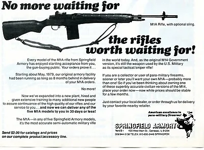 1982 Small Print Ad Of Springfield Armory M1A Rifle • $9.99