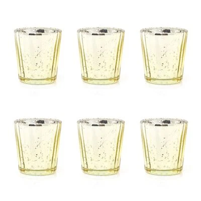 £11.99 • Buy Pack Of Gold Speckle Glass Tealight Holder | Round Tea Light Votive Candle Pot